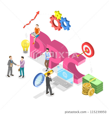 3D Isometric Flat Illustration of SEO Vs PPC. Item 2 3D Isometric Flat Illustration of SEO Vs PPC. Item 2 115239950
