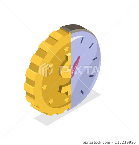 3D Isometric Flat Illustration of Time Is Money. Item 2 3D Isometric Flat Illustration of Time Is Money. Item 2 115239956