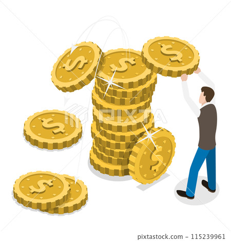 3D Isometric Flat Illustration of Finance Crisis. Item 2 3D Isometric Flat Illustration of Finance Crisis. Item 2 115239961