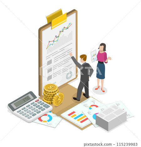 3D Isometric Flat  Illustration of Accounting Services. Item 3 115239983
