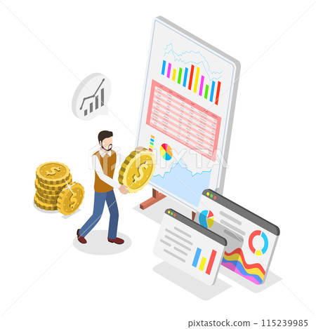 3D Isometric Flat  Illustration of Business Growth. Item 2 115239985