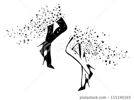 sexy woman legs wearing high heels shoes and shining stars skirt vector design 115240165