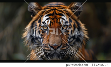 Close up of tiger looking at camera. Wildlife and conservation concept 115240228