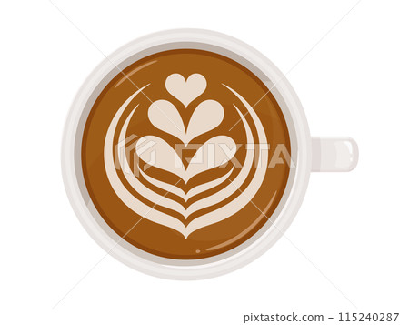 Illustration of latte art from directly above_coffee 115240287