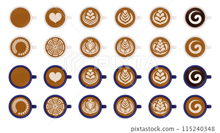 Illustration of latte art from directly above_Coffee Illustration of latte art from directly above_Coffee 115240348
