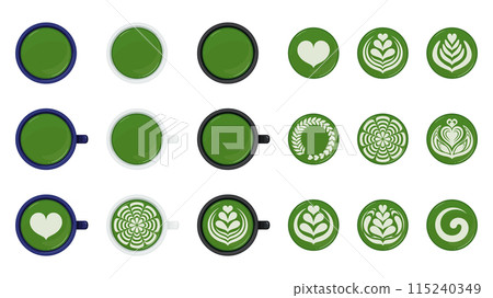 Illustration material of matcha latte art from directly above Seto 115240349