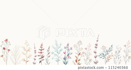 Wedding card design with wild flower frame. Floral invitation template. 115240368