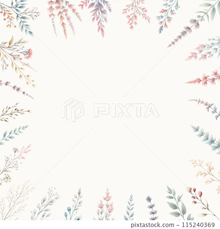 Wedding card design with wild flower frame. Floral invitation template. 115240369