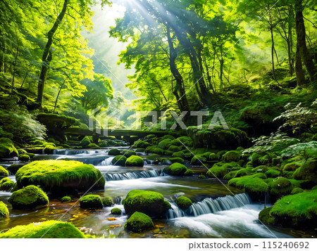 waterfall in deep rain forest jungle 115240692