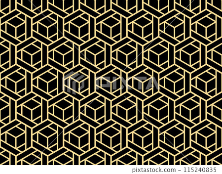 The geometric pattern with lines. Seamless vector background. Golden and black texture. Graphic modern pattern. Simple lattice graphic design The geometric pattern with lines. Seamless vector background. Golden and black texture. Graphic modern pattern. Simple lattice graphic design 115240835