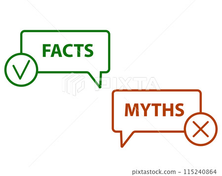 Myths and facts, label for mark fake or true Myths and facts, label for mark fake or true 115240864