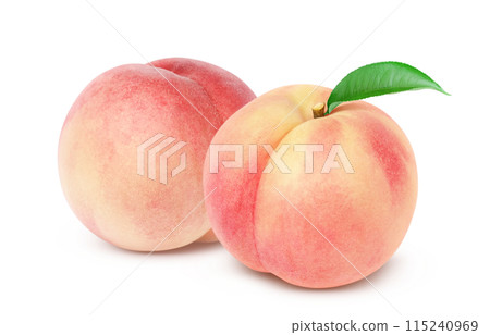 Peach illustration realistic white background Peach illustration realistic white background 115240969