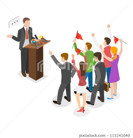 3D Isometric Flat  Set of Scenes with Politicians. Item 1 115241040