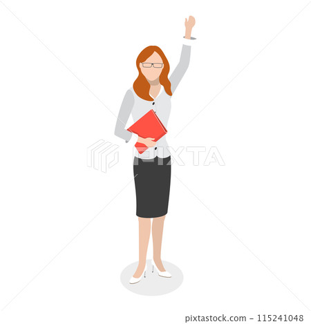 3D Isometric Flat  Set of People with Hi Hand Gesture. Item 1 115241048