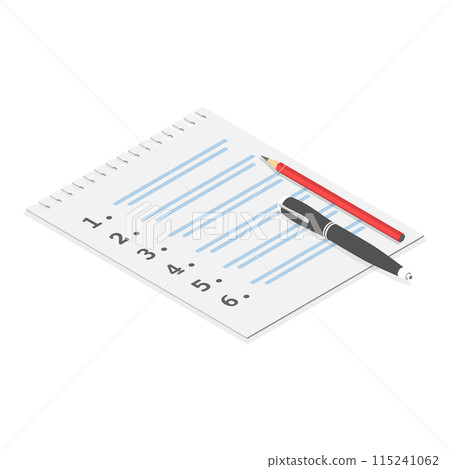 3D Isometric Flat  Set of Notes and Paper Stationeries. Item 6 115241062