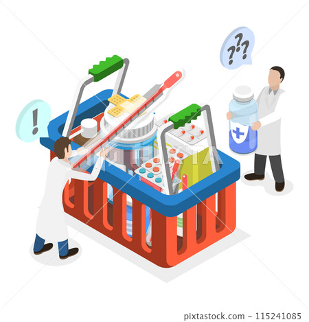 3D Isometric Flat  Illustration of Pharmacy Store. Item 3 115241085
