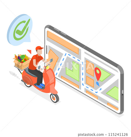 3D Isometric Flat  Illustration of Veggie Delivery. Item 2 115241126