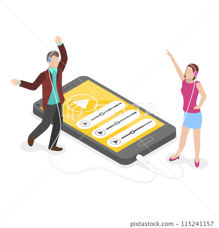 3D Isometric Flat  Illustration of Podcast Making. Item 1 115241157