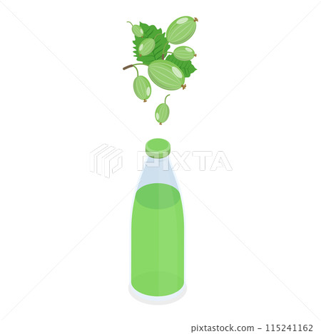 3D Isometric Flat Set of Bottles With Berry Beverage. Item 1 3D Isometric Flat Set of Bottles With Berry Beverage. Item 1 115241162