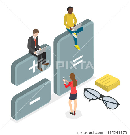 3D Isometric Flat Illustration of Calculator App. Item 1 3D Isometric Flat Illustration of Calculator App. Item 1 115241173