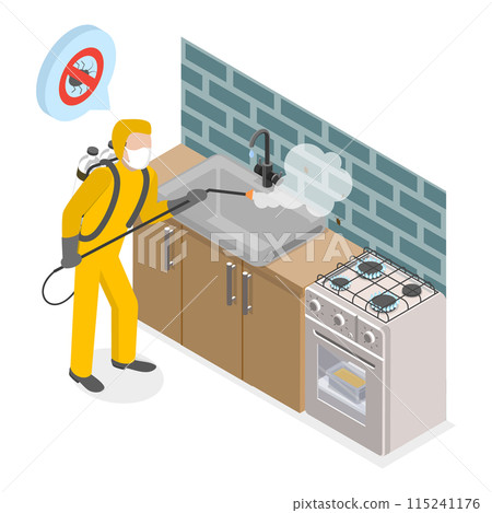 3D Isometric Flat  Illustration of Pest Control Service. Item 1 115241176