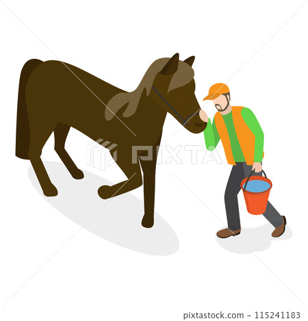 3D Isometric Flat Illustration of Hippotherapy. Item 2 3D Isometric Flat Illustration of Hippotherapy. Item 2 115241183