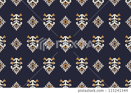 Ikat tribal Indian seamless pattern. Ethnic Aztec fabric carpet mandala ornament native boho chevron textile.Geometric African American oriental traditional vector illustrations. Embroidery style. Ikat tribal Indian seamless pattern. Ethnic Aztec fabric carpet mandala ornament native boho chevron textile.Geometric African American oriental traditional vector illustrations. Embroidery style. 115241344