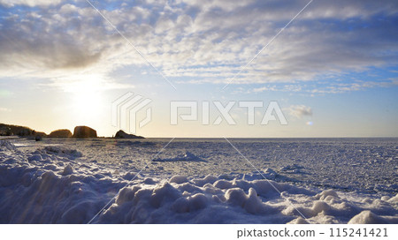 Drift ice and sunset Drift ice and sunset 115241421