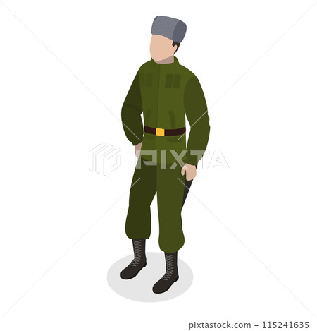 3D Isometric Flat  Set of Military People. Item 7 115241635