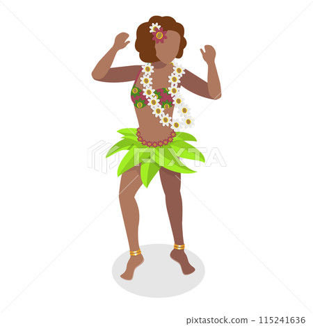3D Isometric Flat  Set of Hawaiian Dancers. Item 6 115241636