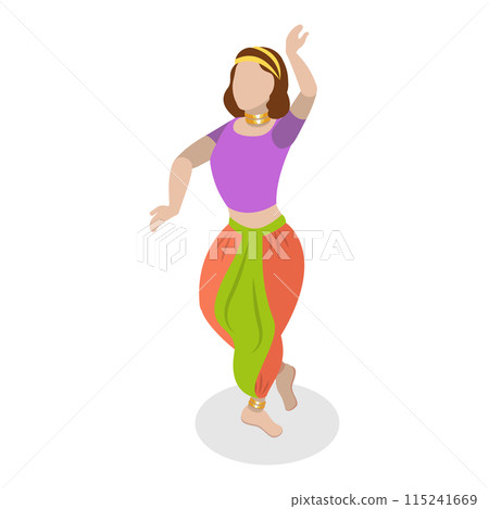 3D Isometric Flat Set of Traditional Indian Dancers. Item 5 3D Isometric Flat Set of Traditional Indian Dancers. Item 5 115241669