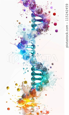 Colorful multicolored enzymes on a white background, enzymes to speed up a chemical reaction Colorful multicolored enzymes on a white background, enzymes to speed up a chemical reaction 115242459