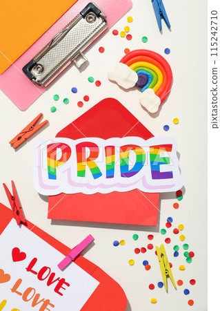 LGBT parade concept, free love symbol on light background. 115242710