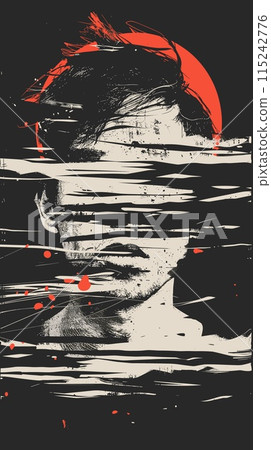 Man in profile. Grunge style. Vector Illustration. 115242776