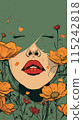 vector illustration of a woman's face with flowers in her hair. 115242818