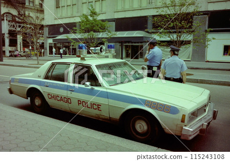 American police vehicles of the 1980s: Chicago Police Department (negative film, faded) 115243108