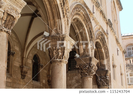 Facade of the famous Rector's Palace in downtown Dubrovnik 115243704