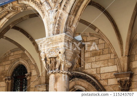 Facade of the famous Rector's Palace in downtown Dubrovnik 115243707