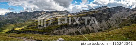 Scenic alpine landscape in the High Tauern National Park during a hike around Mt. Grossglockner Scenic alpine landscape in the High Tauern National Park during a hike around Mt. Grossglockner 115243841