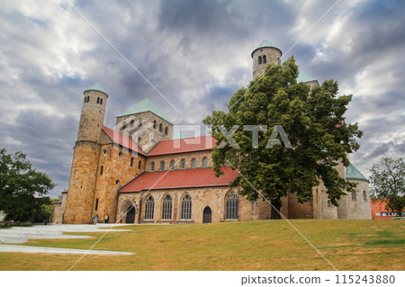 Famous romanesque cathedral Mary Ascension in Hildesheim 115243880