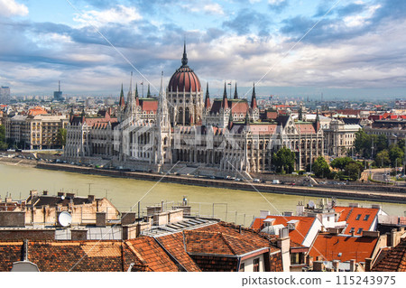 Scenic Hungarian Parliament in Budapest seen from Gellert hill Scenic Hungarian Parliament in Budapest seen from Gellert hill 115243975