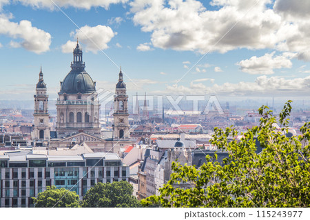 The St Stephen's Basilica in Budapest, seen from the Gellert hill The St Stephen's Basilica in Budapest, seen from the Gellert hill 115243977