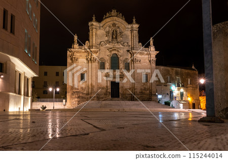 Church Saint Francis of Assisi in Matera at night, Southern Italy Church Saint Francis of Assisi in Matera at night, Southern Italy 115244014