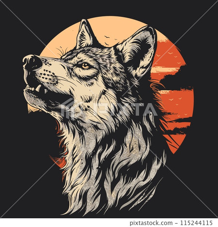 Wolf head. Vector illustration for t-shirt design or print. Wolf head. Vector illustration for t-shirt design or print. 115244115