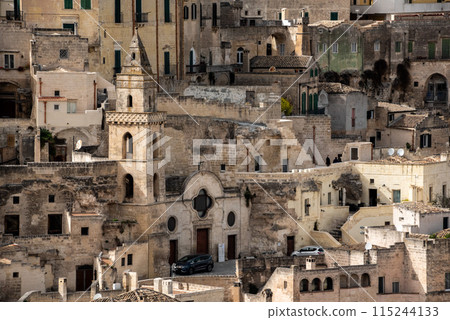 Great view of residential dwellings in Matera, Italy 115244133