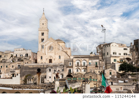View of the cathedral of Matera in Italy 115244144