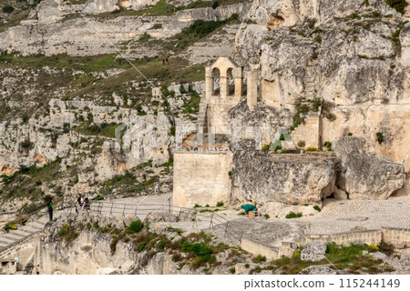 View of church of Saint Mary of Idris in historic downtown Matera, Italy View of church of Saint Mary of Idris in historic downtown Matera, Italy 115244149