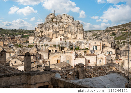 View of church of Saint Mary of Idris in historic downtown Matera, Italy View of church of Saint Mary of Idris in historic downtown Matera, Italy 115244151