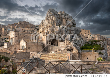 View of church of Saint Mary of Idris in historic downtown Matera, Italy View of church of Saint Mary of Idris in historic downtown Matera, Italy 115244164