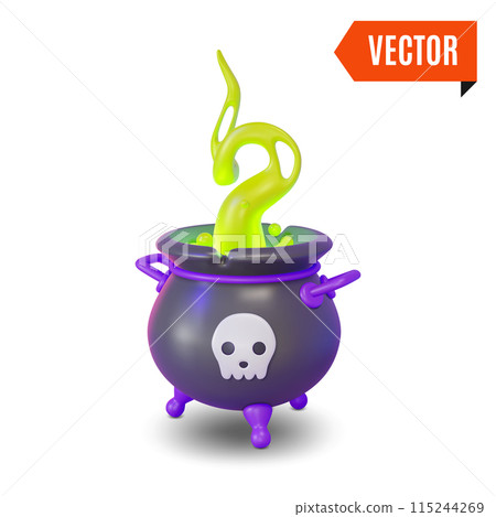 3d Witch Cauldron or Pot Halloween Concept Cartoon Design Style Isolated on a White Background. Vector illustration 3d Witch Cauldron or Pot Halloween Concept Cartoon Design Style Isolated on a White Background. Vector illustration 115244269